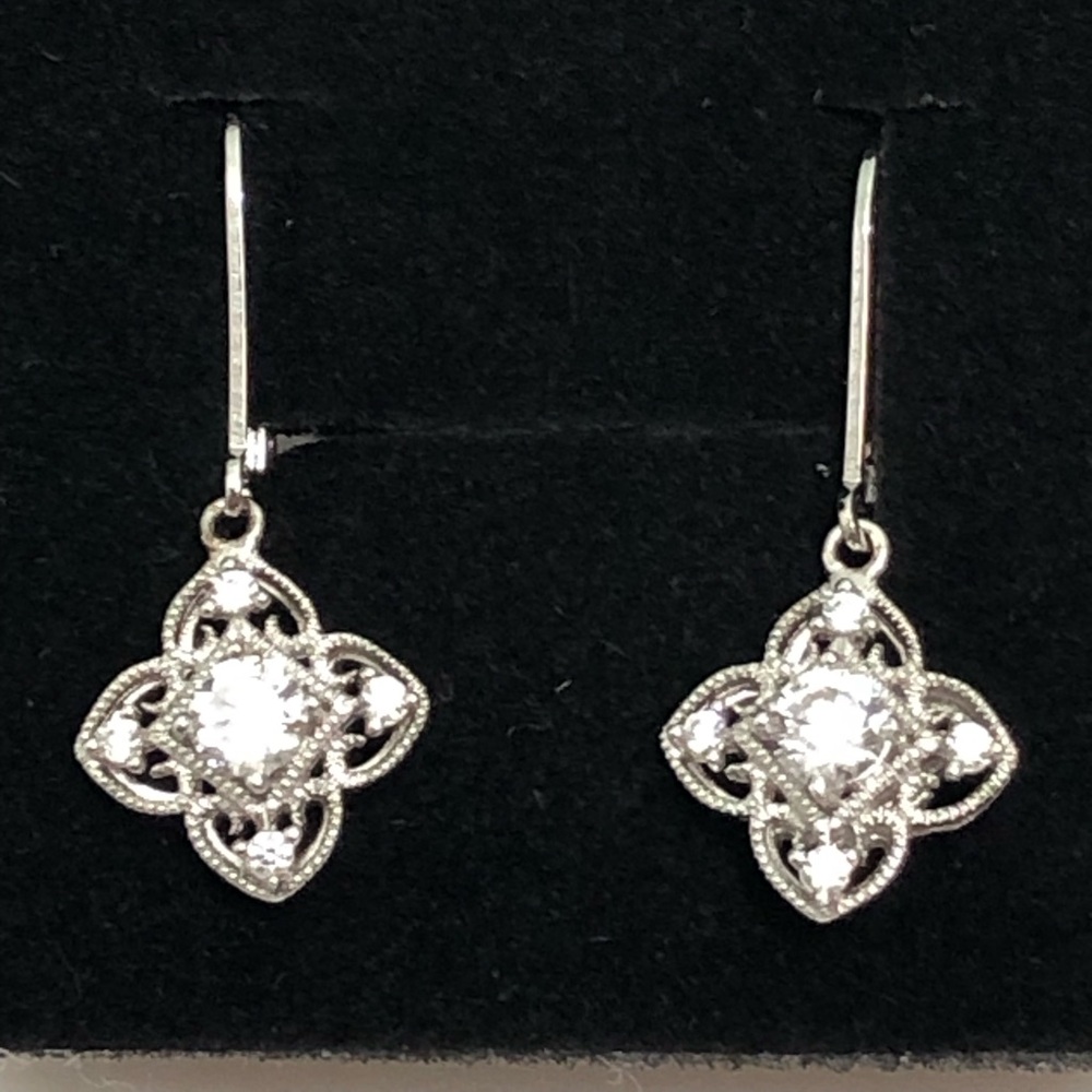 VANNA K CUBIC ZIRCONIA DANGLE EARRINGS SET IN STERLING SILVER